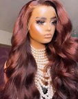 easy install body wave reddish brown lace wig
