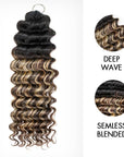 QVR Deep Wave Crochet Hair Sun-Kissed Blonde Mixed Highlights Machine Made Feather Human Hair Extension