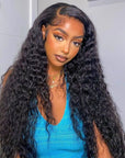 defined water wave human hair wear and go wig with HD lace closure