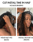 FIXED PRICE|QVR Brown Highlight Miracle Knots X Half Wig Hack Seamless Miracle Braids Human Hair Crochet Weave Hair Extension