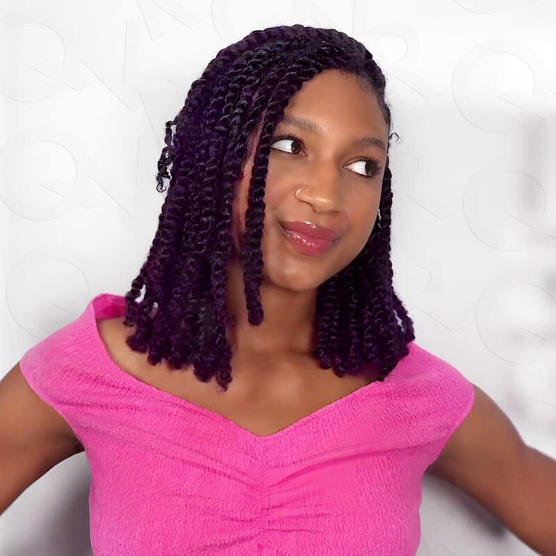 QVR Afro Kinky Human Hair Bulk in 1B/Purple for Kinky Twists – QVR