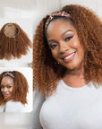 qvr gluesless half wigs auburn color 3 in 1 kinky curly human hair