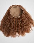 glueless human hair half wig auburn brown kinky curly