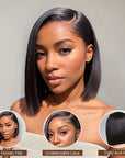 wide c lace bob wigs with clean sliced cut style