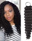 QVR Natural Black Deep Wave Crochet Hair Machine Made Human Hair Extension