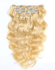qvr blonde body wave 7pcs clip in hair extensions highlight color