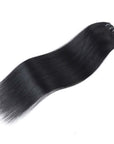 QVR Straight Clip-In Virgin Human Hair Extensions in Natural Black Color, 7pcs pack, 100% Brazilian hair, lengths 10-24 inches
