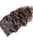 body wave chocolate brown clip in hair extensions human hair