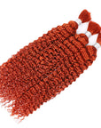 bright orange colored kinky curly human bulk hair