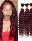 99j bright red color deep wave bulk hair