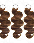 Auburn brown crochet hair extensions in body wave texture, 100% human hair, color