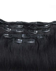 QVR Straight 7Pcs Virgin Human Hair Extensions Brazilian Natural Black Color, 100% Virgin Human Hair, Clip-In Style, 10-24 Inches