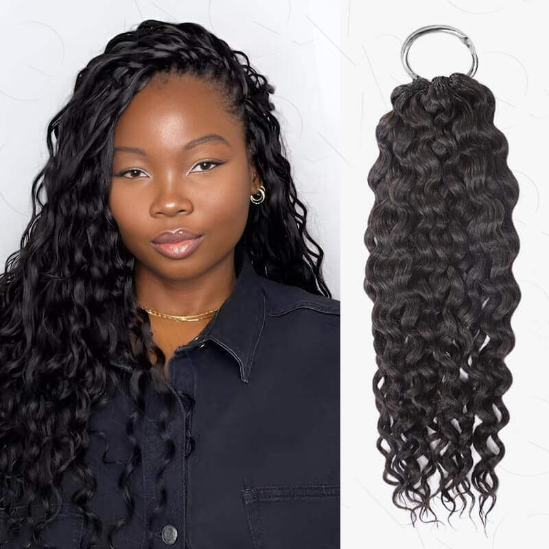 QVR Natural Black Water Wave Crochet Human Hair Extensions – QVR Hair