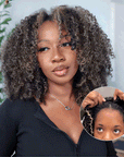 QVR Invisible Lace Edge Kinky Curly V Part Wigs Highlight