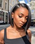 sleek straight short bob wigs natural black for black women