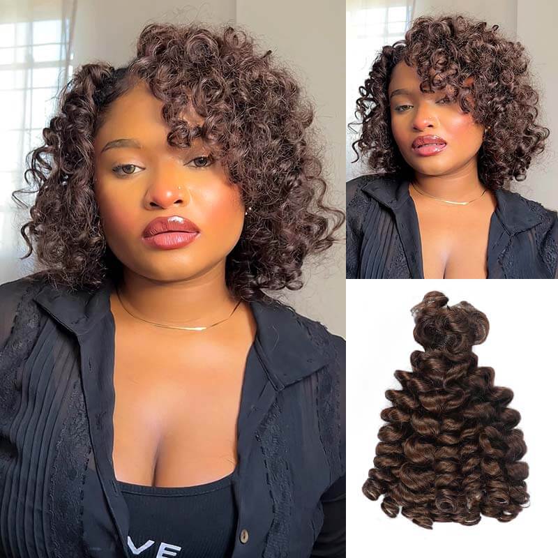 QVR Dark Brown Bouncy Curl Bulk Hair Extensions For Braids – QVR Hair