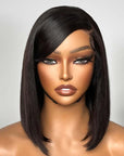 straight human hair bob wigs with soft swoop fringe