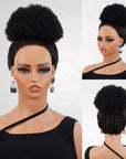 soft drawstring afro puff human hair ponytail extensions natural black