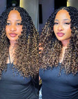 QVR Honey Caramel Mixed Highlights Feather Crochet Human Hair Twist Curly Miracle Knots Crochet Weave Hair Extensions