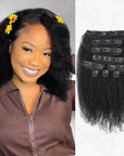 qvr invisible afro kinky curly pu human hair clip ins