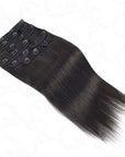 natural black silky straight weft clip ins