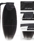 kinky straight clip in human hair ponytail extensions