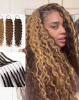 qvr tri color ombred water wave 100% human crochet hair extensions for braiding