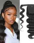 QVR Natural Black Body Wave Clip In Ponytail Hair Extensions