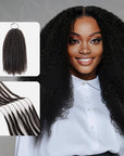 QVR Afro Kinky Curly Crochet Hair Machine Made Natural Black Feather Human Hair Extension