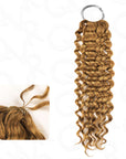 Honey blonde crochet hair extensions in body wave texture, machine made, 100% human hair, color