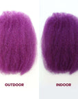 two purple afro kinky bulk human hair comparison