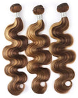 3 bundles machine weft p4/27 highlight body wavve human hair bundles