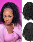 QVR Highlight Color Burmese Curly Drawstring Ponytail Human Hair Extensions for Black Women