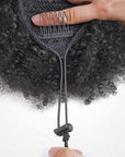 adjustable drawstring afro puff human hair ponytail extensions natural black