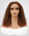 auburn brown kinky curly protective style human hair half wig
