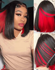 wear and go wigs with peekaboo red highlights