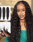 QVR Soft Deep Wave Crochet Braid Natural Black Human Hair Extensions