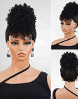 short curly drawstring ponytail extensions with bangs