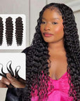 QVR 3 Packs Soft Kinky Curly Feather Crochet Braid Natural Black Wavy Human Hair Extensions