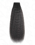 QVR kinky straight human hair clip ins for 4C textures