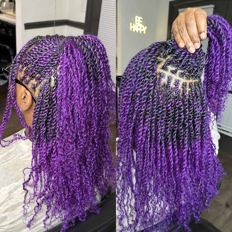 QVR New Purple Afro Kinky Bulk Human Hair Braid Extensions  display picture 1