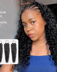 14 to 24 inches of crochet human hair natural balck colored deep wave texture