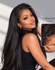 QVR Curly Edge Human Hair Wigs Straight 13x4/13x6 Lace Frontal Wigs With Kinky Edges Baby Hair