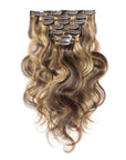 qvr blonde highlights water wave 7pcs clip in hair extensions