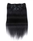QVR Straight 7Pcs Clip in Virgin Human Hair Extensions Brazilian Natural Black Color 10-24 Inches