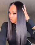 silky straight look qvr human hair clip ins