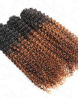 Small kinky curly crochet human hair extension with ombre color