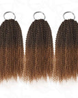 QVR T2/30 crochet hair extensions with afro kinky curly texture in brown ombre shade.