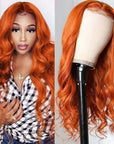 human hair lace wigs ginger orange body wave for chic black women