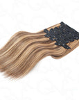 highlighted clip in human hair extensions for natural volume
